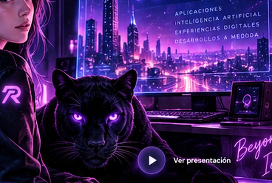 Pantera futurista de tonos violeta
